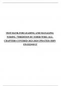 TEST BANK FOR LEADING AND MANAGING NURSING 7THEDITION BY YODER WISE (ALL  CHAPTERS COVERED  UPDATED) ISBN 978-0323449137