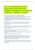 ISYE 6414 REGRESSION REAL EXAM QUESTIONS AND 100%  CORRECT ANSWERS & RATIONALES | VERIFIED | GRADED A+ PASS!!