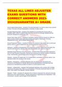 TEXAS ALL LINES ADJUSTER EXAMS QUESTIONS WITH  CORRECT ANSWERS 2023- 2024|GUARANTEE A+ GRADE.