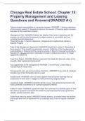 Chicago Real Estate School: Chapter 15: Property Management and Leasing Questions and Answers(GRADED A+)