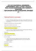 ATI VATI MATERNAL NEWBORN  ASSESSMENT 2021 LATEST UPDATE  REAL EXAM QUESTIONS AND CORRECT  ANSWERS  TOP GRADE SCORE GUARANTEE, GRADED  A+