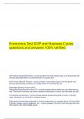 Economics Test GDP and Business Cycles questions and answers 100% verified