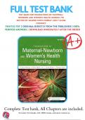 Test Bank Complete For Foundations of Maternal-Newborn and Womens Health Nursing 7th Edition 9780323398947 | All Chapters with Answers and Rationals