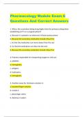 Pharmacology Module Exam 6 Questions And Correct Answers