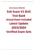 HESI Pediatric (PEDS) RN Exit Exam V1 &V2 Test Bank Actual Exam Included Latest Update 2023-2024 Verified Exam Sets