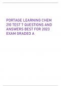 PORTAGE LEARNING CHEM  210 TEST 7 QUESTIONS AND  ANSWERS BEST FOR 2023  EXAM GRADED A