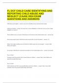 DCF IDENTIFYING AND REPORTING CHILD ABUSE AND NEGLECT 2024 TEST PRACTICE EXAM