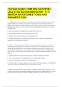 REVIEW GUIDE FOR THE CERTIFIED DIABETES EDUCATOR EXAM - 4TH EDITION EXAM QUESTIONS AND ANSWERS 2024