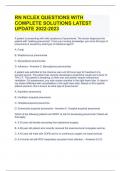 RN NCLEX QUESTIONS WITH COMPLETE SOLUTIONS LATEST UPDATE 2022-2023