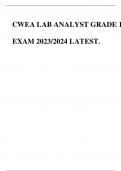 CWEA LAB ANALYST GRADE 1 EXAM 2023/2024 LATEST.