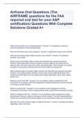 Airframe Oral Questions (The AIRFRAME questions for the FAA required oral test for your A&P certification) Questions With Complete Solutions Graded A+