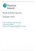 Pearson Edexcel GCE AS Level in Business Paper 02(8BS0/02) mark scheme for June 2023