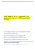 Study Sheet for School Bus Driver Exam questions and answers 100% guaranteed success.