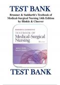 Test Bank for Brunner & Suddarth's Textbook of Medical-Surgical Nursing 14th Edition by Hinkle & Cheever  ISBN 9781496347992 Chapter 1-73 | Complete Guide A+