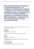 NAR L2 Exam Question Pool (Section A: Applicable Regulations - 10 questions out of 22 Section B: Storage - 1 question out of 3 Section C: Range and Safety Practices - 20 questions out of 55 Section D: Rocket Stability - 3 questions out of 8 Section E: Roc