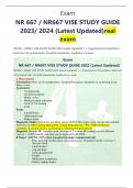 NR 667 / NR667 VISE STUDY GUIDE  2023/ 2024 (Latest Updated)real  exam NR 667 / NR667 VISE STUDY GUIDE 2022 (Latest Updated) 1 1. Hypertension Presentation:  Most are not symptomatic, Occipital Headaches, headache on awak Exam NR 667 / NR667 VISE STUDY GU