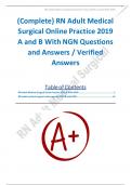 (Complete) RN Adult Medical Surgical Online Practice 2019 A and B With NGN Questions and Answers / Verified Answers