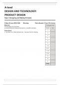 AQA A-level DESIGN AND TECHNOLOGY: PRODUCT DESIGN Paper 2 Designing and Making Principles  7552-2-QP-DesignandTechnology-A-16Jun23