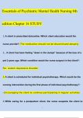 TEST BANK ESSENTIALS OF PSYCHIATRIC MENTAL HEALTH NURSING 8TH ED CONCEPTS OF CARE IN EVIDENCE-BASED PRACTICE MORGAN TOWSEND CHAPTER 16