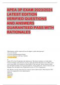 APEA 3P EXAM 2023/2024  LATEST EDITION  VERIFIED QUESTIONS  AND ANSWERS  GUARANTEED PASS WITH  RATIONALES