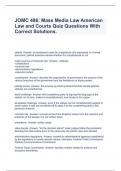 JOMC 486: Mass Media Law American Law and Courts Quiz Questions With Correct Solutions.