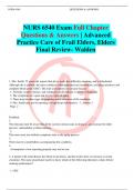 NURS 6540 Exam Full Chapter Questions & Answers | Advanced Practice Care of Frail Elders, Elders Final Review- Walden