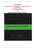 Test Bank For Practical Law of Architecture, Engineering, and Geoscience  3rd Canadian Edition By Brian M. Samuels, Doug R. Sanders |All Chapters, Complete Q & A, Latest|