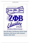 Zeta Phi Beta: Full Review Study Guide Questions (66 Terms) with Answers Update 2023-2024. 