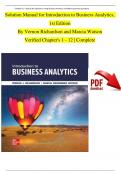 Solution Manual for Introduction to Business Analytics, 1st Edition By Vernon Richardson and Marcia Watson, Verified Chapters 1 - 12 | Complete Newest Version