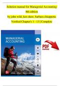 Solution Manual for Managerial Accounting, 8th edition by John Wild, ken Shaw, Barbara Chiappetta, Verified Chapters 1 - 13, Complete Newest Version