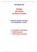 Test Bank For Biology, 6th Edition Brooker (All Chapters included)