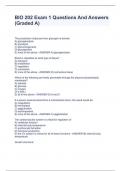 BIO 202 Exam 1 Questions And Answers (Graded A)