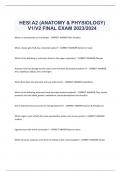 HESI A2 (ANATOMY & PHYSIOLOGY)  V1/V2 FINAL EXAM 2023/2024