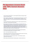 PA Appraisers License Exam  with 100% Correct Answers  2023