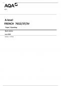 AQA A-level FRENCH 	7652/3T/3V Paper 3 Speaking Mark scheme  June 2023 Version: 1.0 Final 