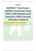 NAPSRx® Final Exam /  NAPSRx Final Exam (New,  2021) (160 Question and  Answers) (100% Correct)  |Already Graded A|