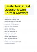 Karate Terms Test Questions with Correct Answers 