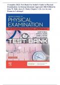 Test Bank For Seidel's Guide to Physical Examination An Interprofessional Approach 10th Edition by Jane W. Ball, Joyce E. Dains Chapter 1-26; Ace in your Exams in 1 attempt!