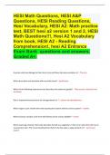 HESI Math Questions, HESI A&P  Questions, HESI Reading Questions,  Hesi Vocabulary, HESI A2: Math practice  test, BEST hesi a2 version 1 and 2, HESI  Math Questions!!!, Hesi A2 Vocabulary  from book, HESI A2 - Reading  Comprehension!, hesi A2 Entrance Exa