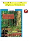 TEST BANK For Theory and Practice of Counseling and Psychotherapy 10th Edition by Corey | Verified Chapters 1 - 16 | Complete