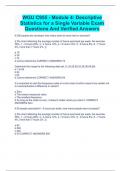 WGU C955 - Module 4: Descriptive Statistics for a Single Variable Exam Questions And Verified Answers