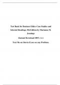 Test Bank for Business Ethics Case Studies and Selected Readings, 9th Edition by Marianne M. Jennings A+