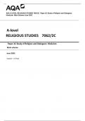 AQA A-level RELIGIOUS STUDIES 7062/2C Paper 2C Study of Religion and Dialogues: Hinduism Mark scheme June 2023 Version: 1.0 Final