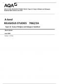 AQA A-level RELIGIOUS STUDIES 7062/2A Paper 2A Study of Religion and Dialogues: Buddhism Mark scheme June 2023 Version: 1.0 Final