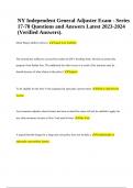 NY Independent General Adjuster Exam - Series 17-70 Questions and Answers Latest 2023-2024 (Verified Answers).