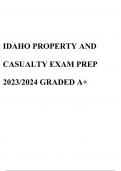 IDAHO PROPERTY AND CASUALTY EXAM PREP 2023/2024 GRADED A+