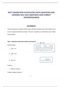 NEXT GENERATION ACCUPLACER: MATH QUESTIONS AND   ANSWERS 2023-2024 QUESTIONS AND CORRECT   ANSWERS|AGRADE  