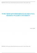 NURS NRNP 6670 Psychiatric Mental Health Nurse Practitioner Role II: Adult And Older Adult -  MIDTERM EXAM 2023 (FALL SESSION)-WALDEN UNIVERSITY