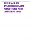 PNLE ALL IN  PRACTICE EXAMS  QUESTIONS AND  ANSWERS 2023