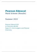 Pearson Edexcel Mark Scheme Summer June 2023 Pearson Edexcel GCE In Chemistry 8CH0 Paper 01 Core Inorganic and Physical Chemistry